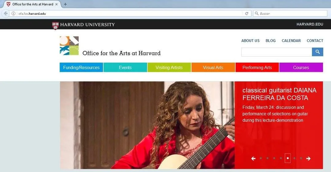 Página de la Universidad de Harvard anunciando la presentación de Daiana