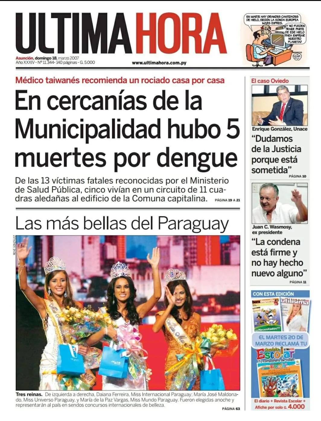 Nota del diario Última Hora sobre las más bellas del Paraguay